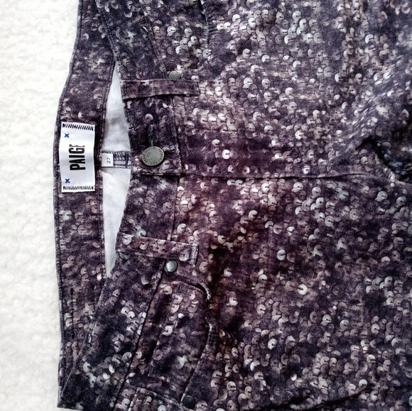 PAIGE Verdugo Ankle Sequin Print Skinny Jeans 27 - Picture 2 of 8